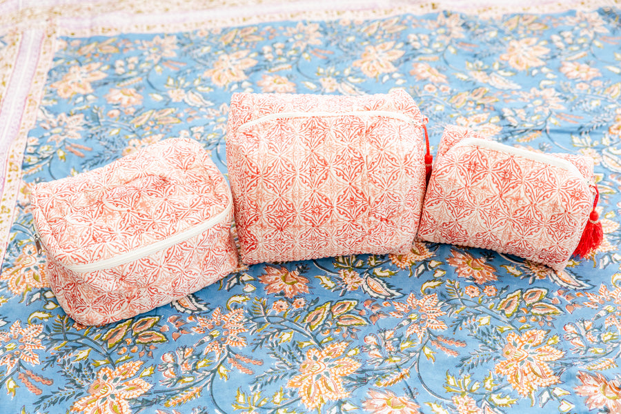 Coral Medallion Small Cosmetic Pouch