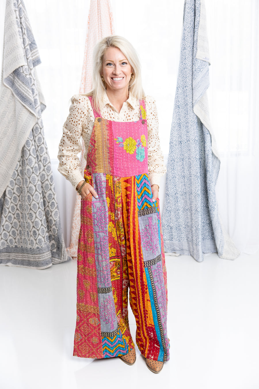 Kantha Kaleidoscope Overalls