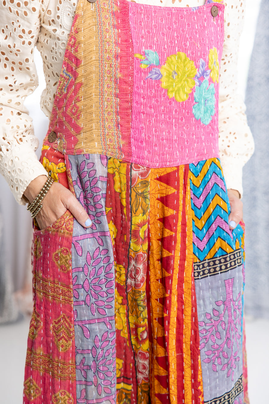 Kantha Kaleidoscope Overalls