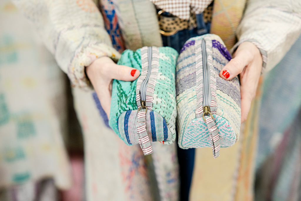 Antique Kantha Patchwork Pouch