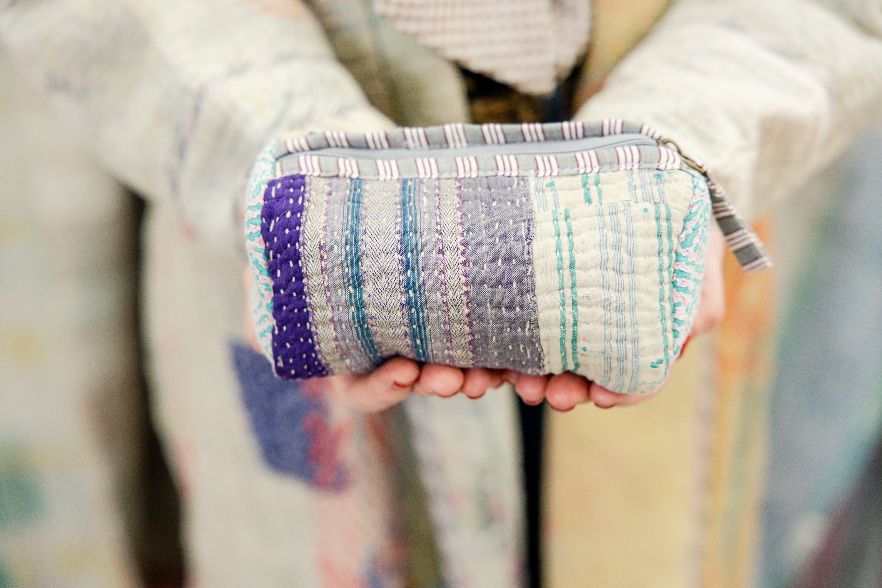 Antique Kantha Patchwork Pouch