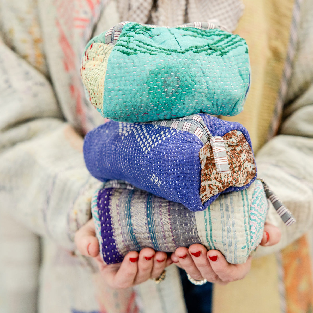 Antique Kantha Patchwork Pouch