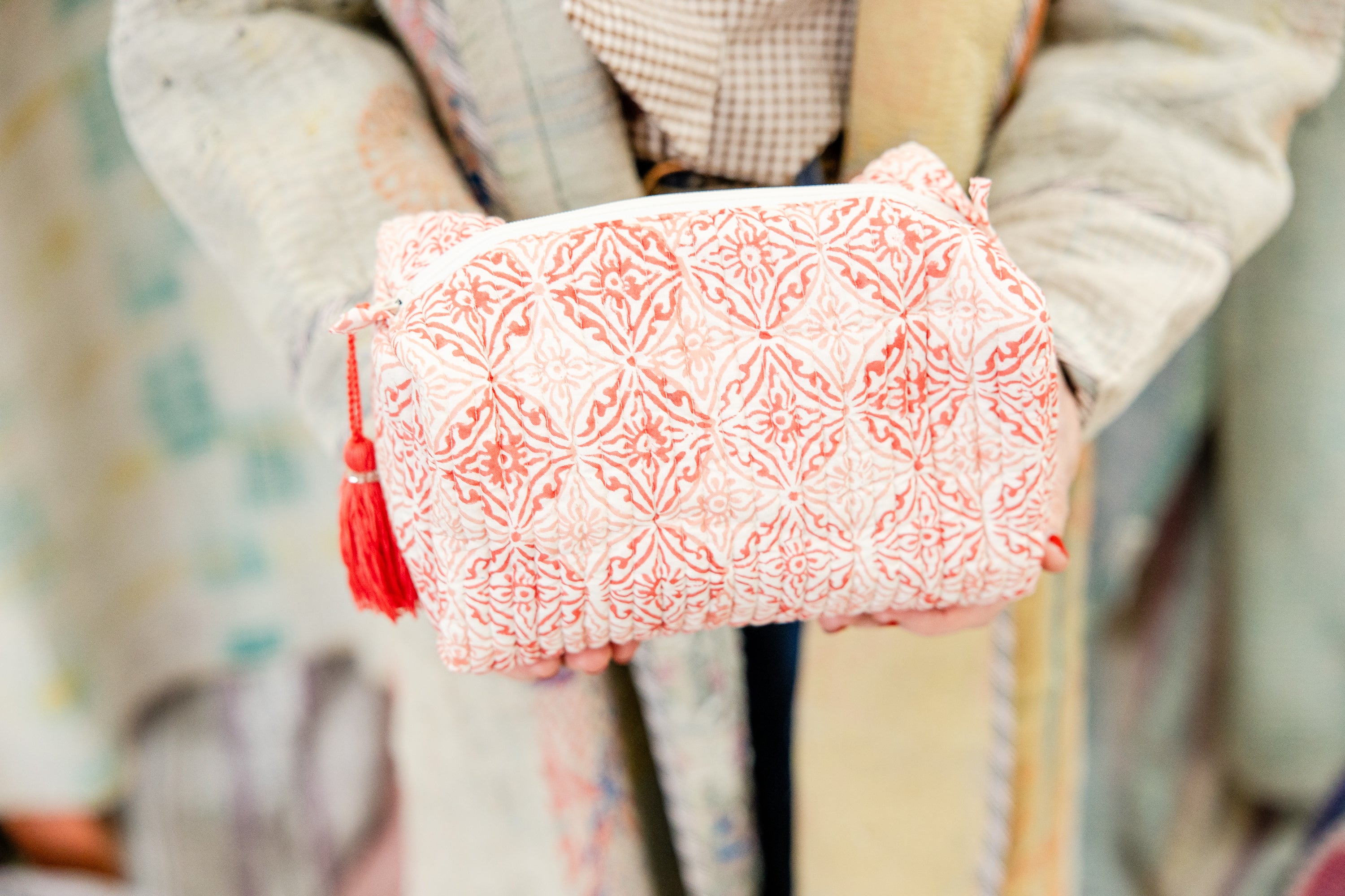 Coral Medallion Small Cosmetic Pouch