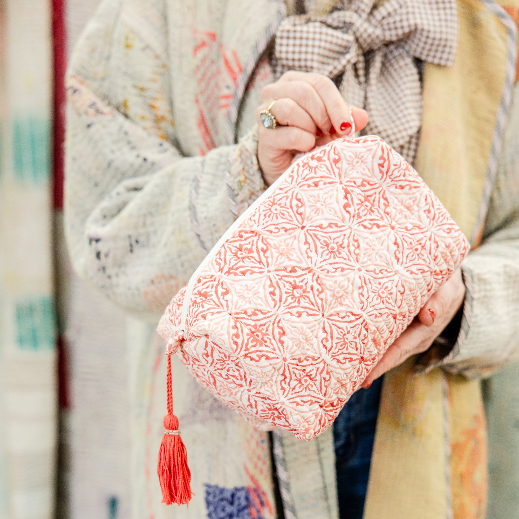 Coral Medallion Small Cosmetic Pouch