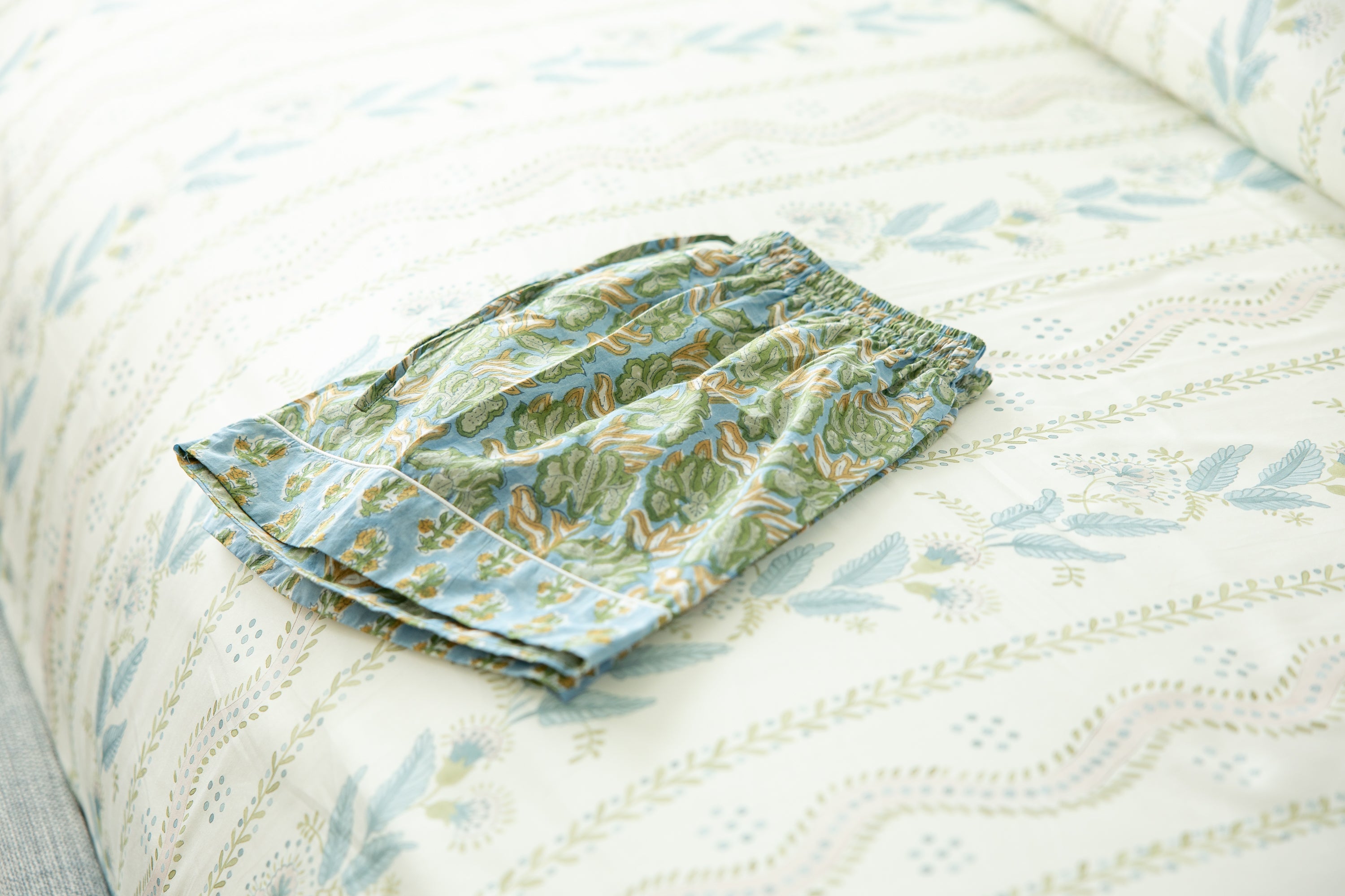 Celadon Floral Loungewear- Shorts