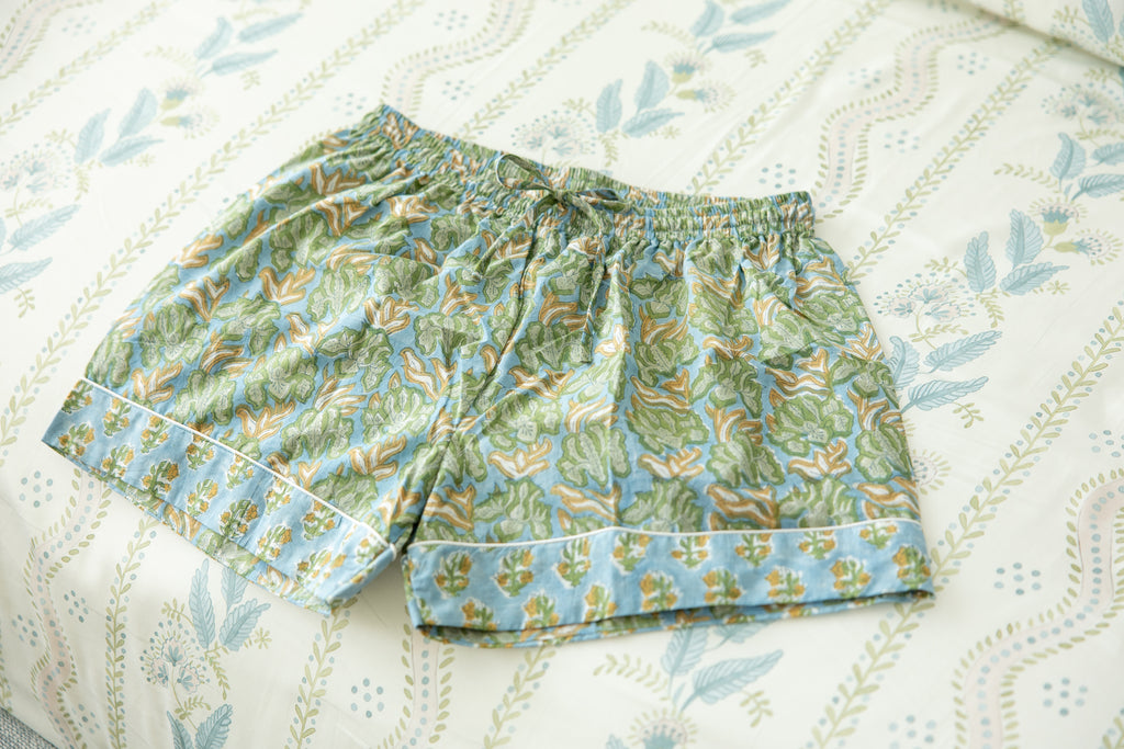 Celadon Floral Loungewear- Shorts
