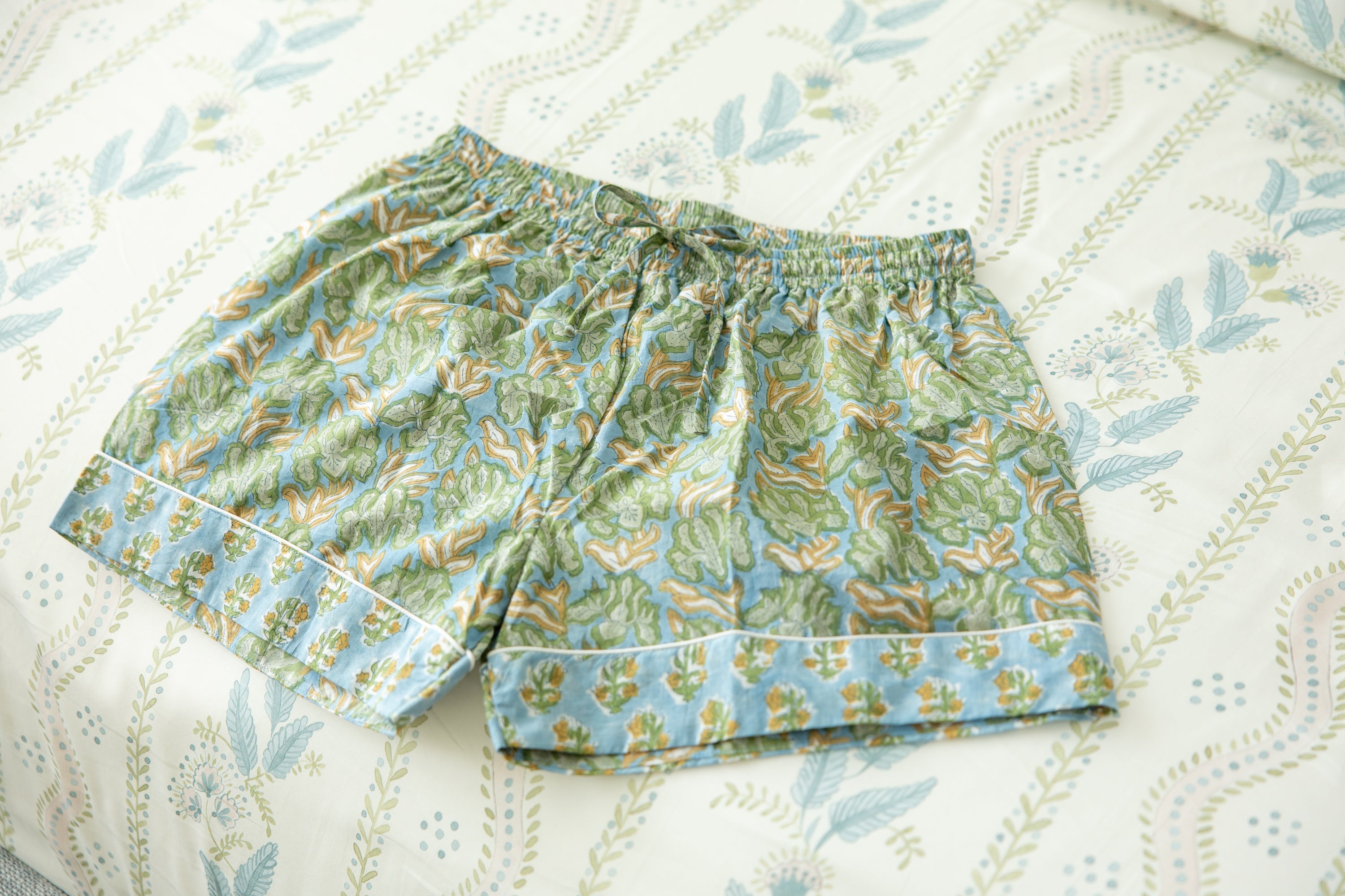 Celadon Floral Loungewear- Shorts