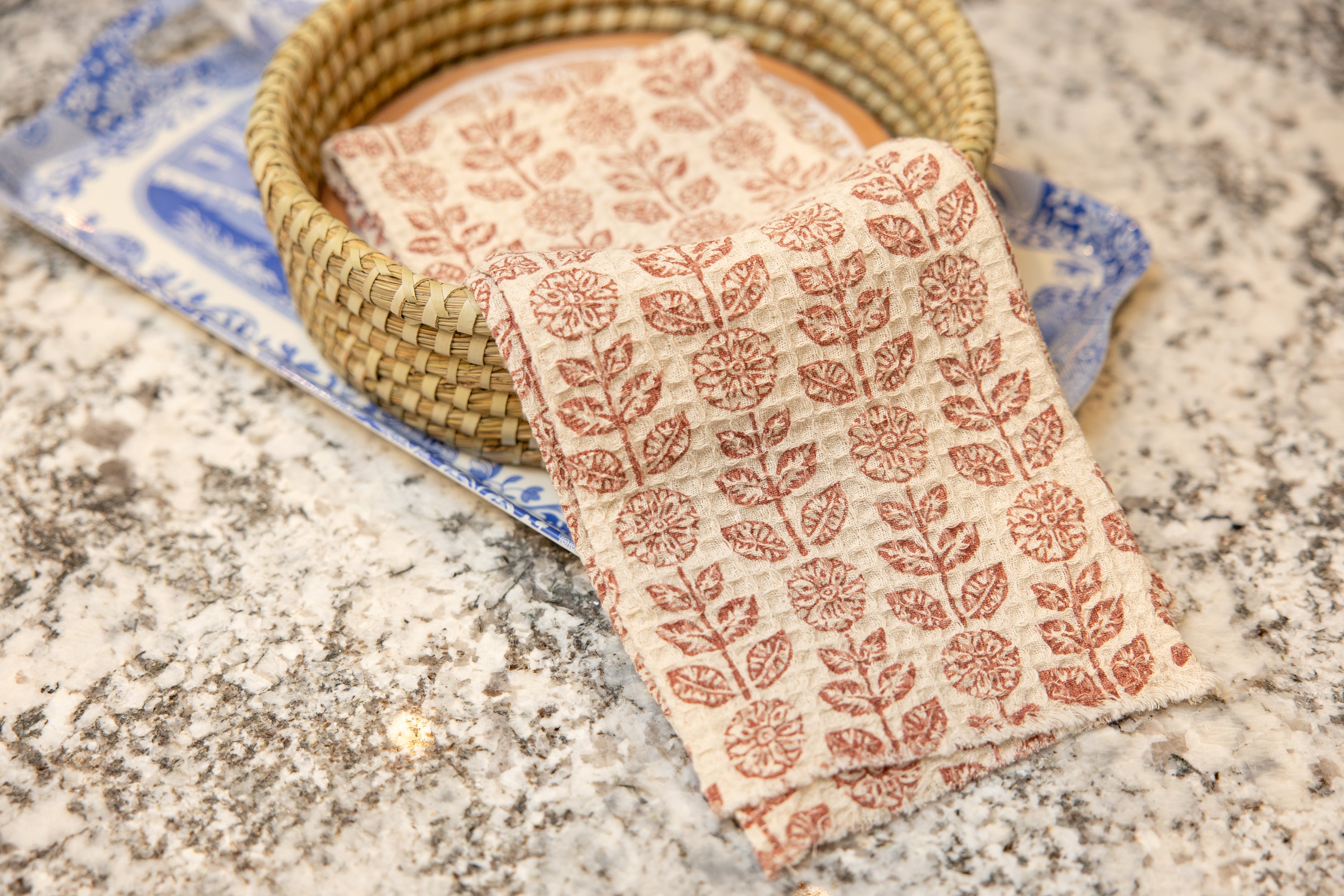 Terracotta Bloom Waffle Towel