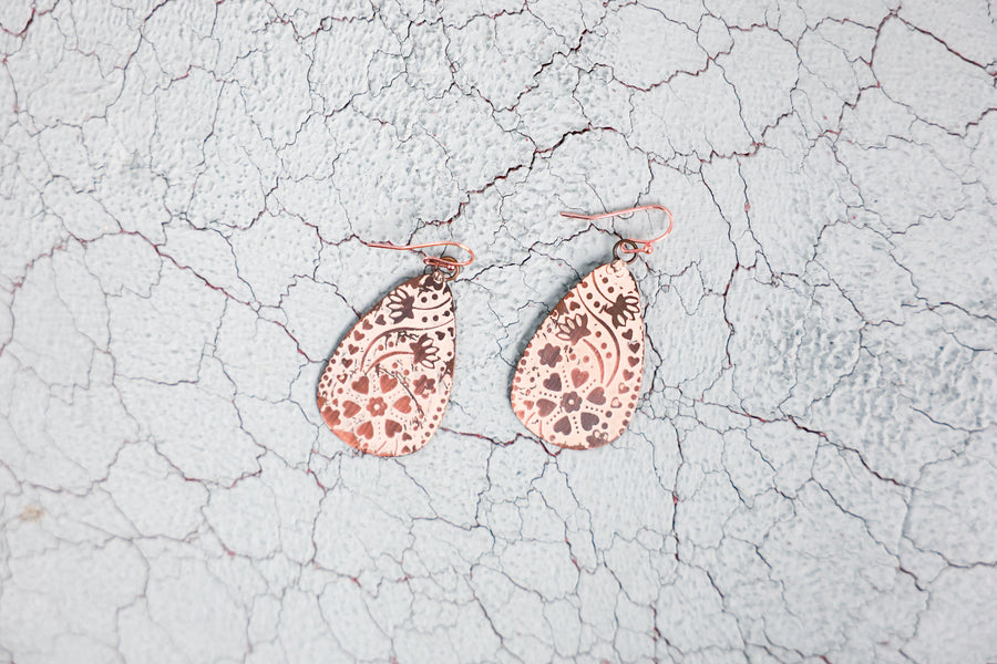 Peach and Copper Earrings