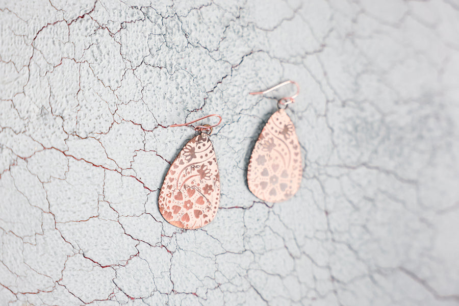 Peach and Copper Earrings