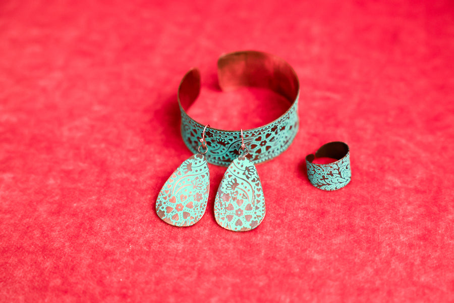 Turquoise and Copper Cuff