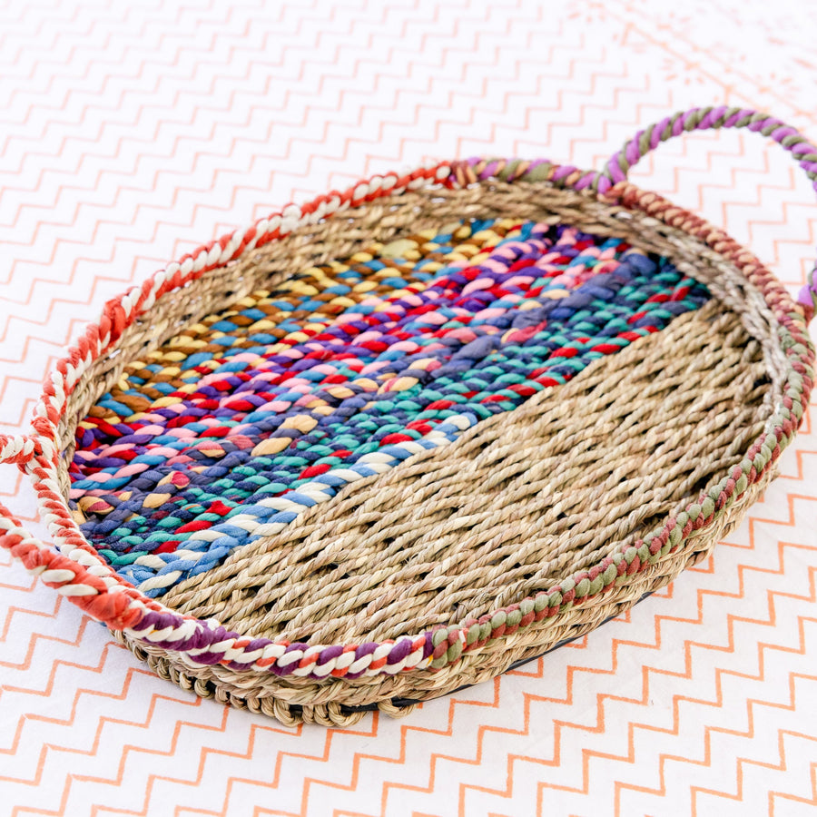 Oval Sari Wrapped Wire Tray
