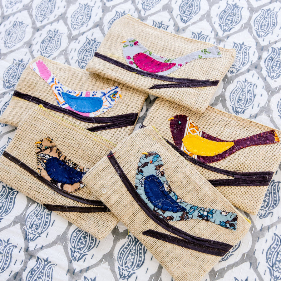 Bella Bird Pouch Silk Lined Large