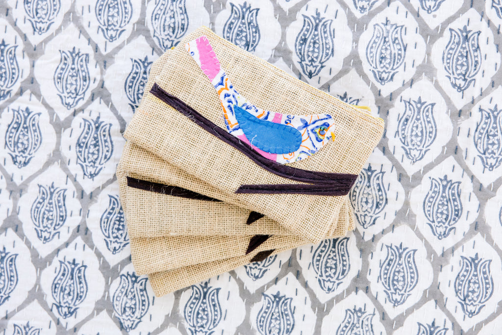 Bella Bird Pouch Silk Lined Large