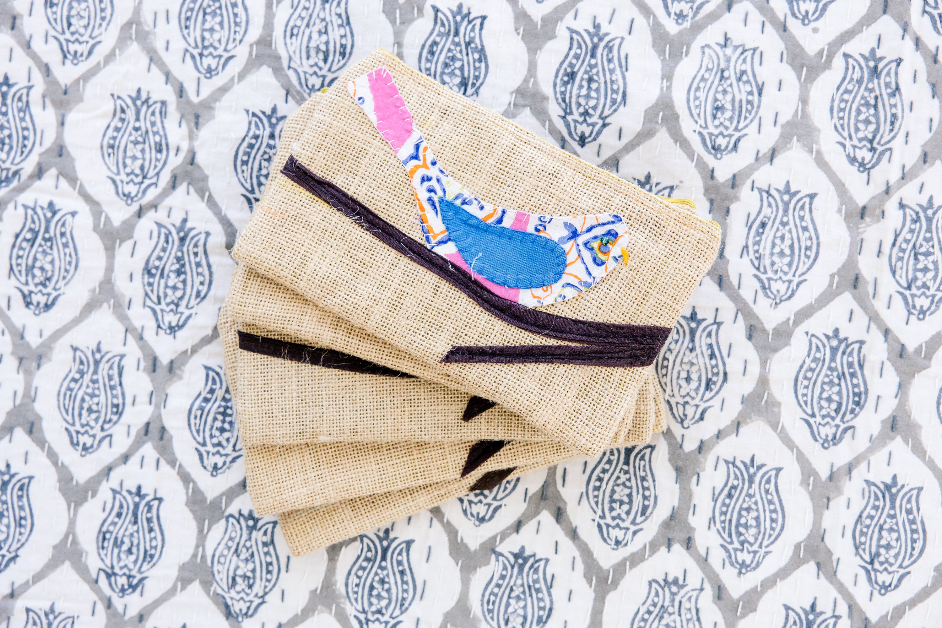 Bella Bird Pouch Silk Lined Large