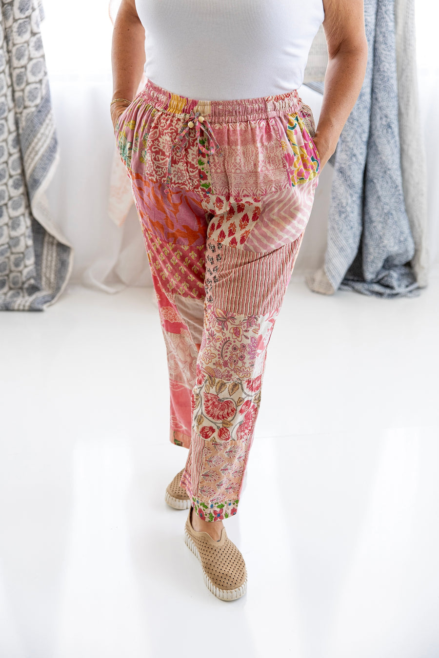 Pink Pant in Cotton Patchwork