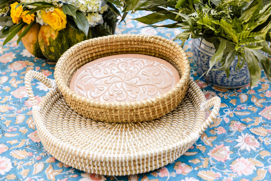Oval Ivy Swirls Bread Warmer Basket