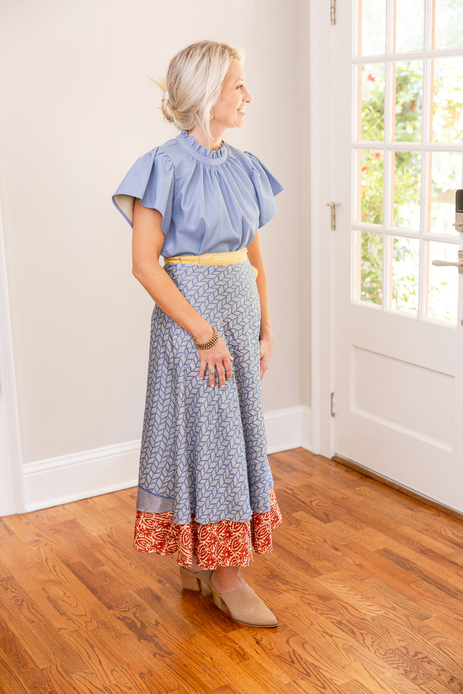 Full Length Reversible Wrap Silk Skirt