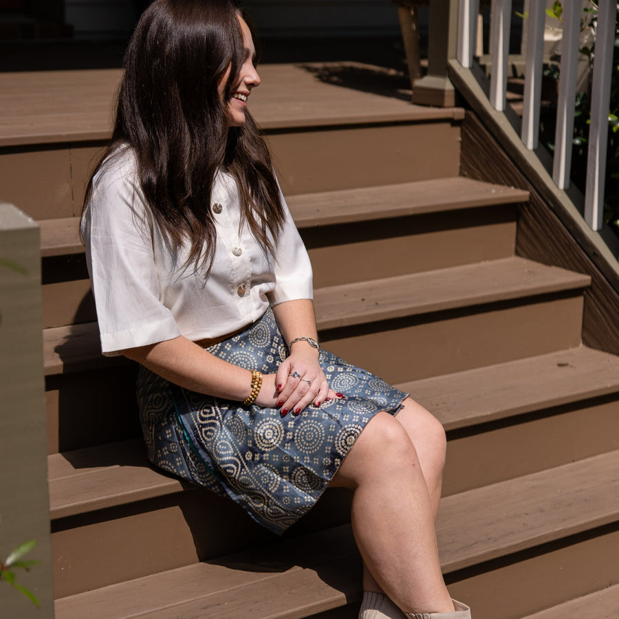 Short Reversible Wrap Silk Skirt
