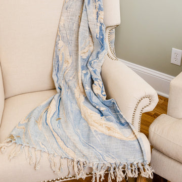 Sky & Champagne Marbled Throw