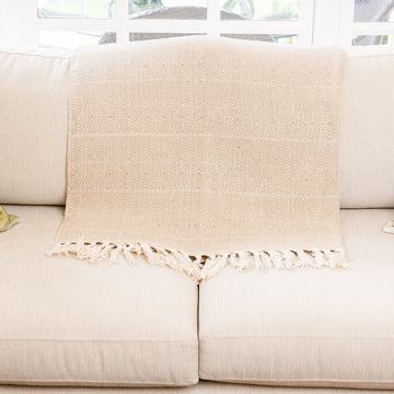 Taupe Hand Loomed Cotton Throw