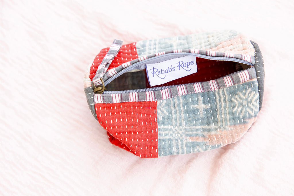 Antique Kantha Patchwork Pouch