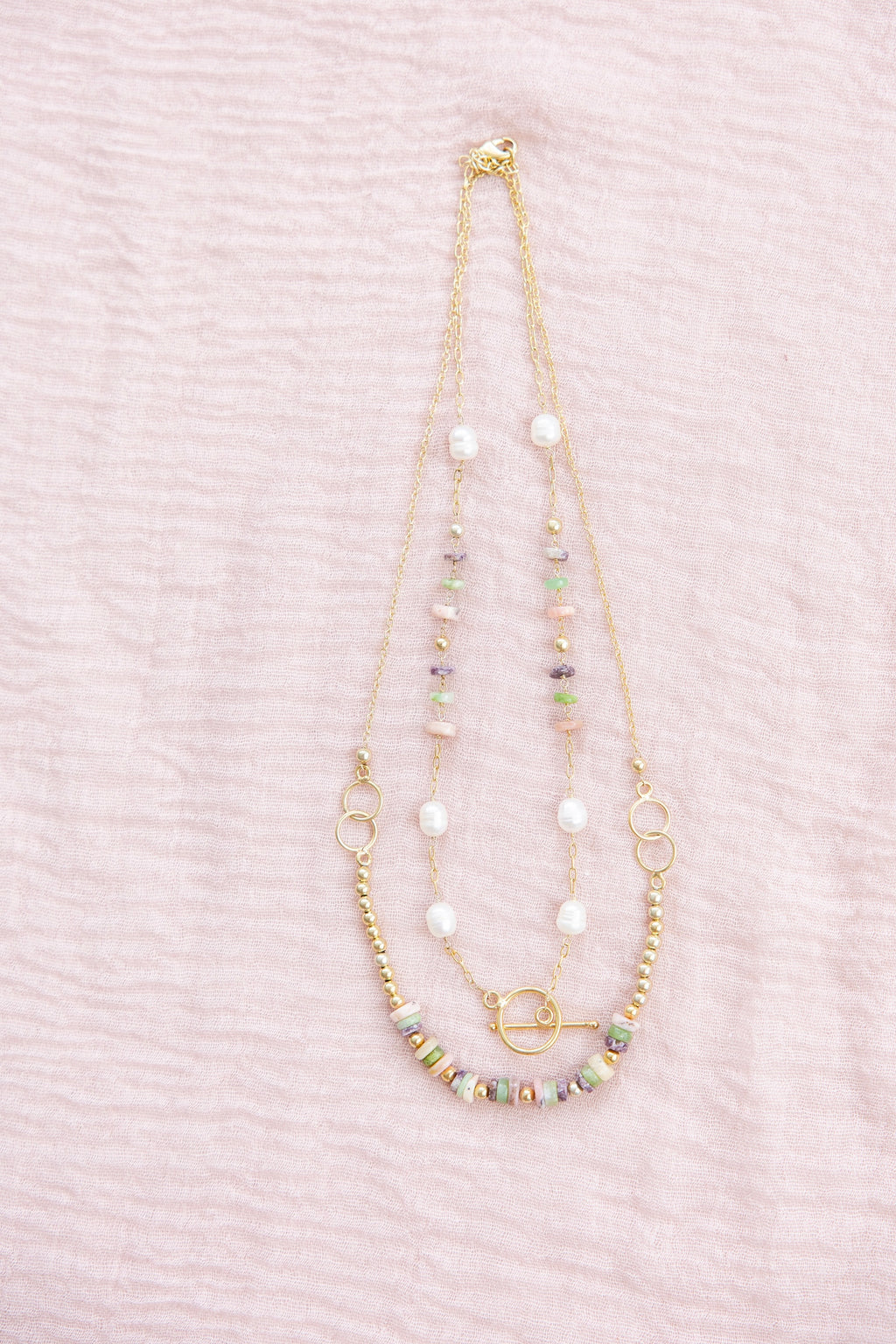 Stacked Stone & Pearl Necklace