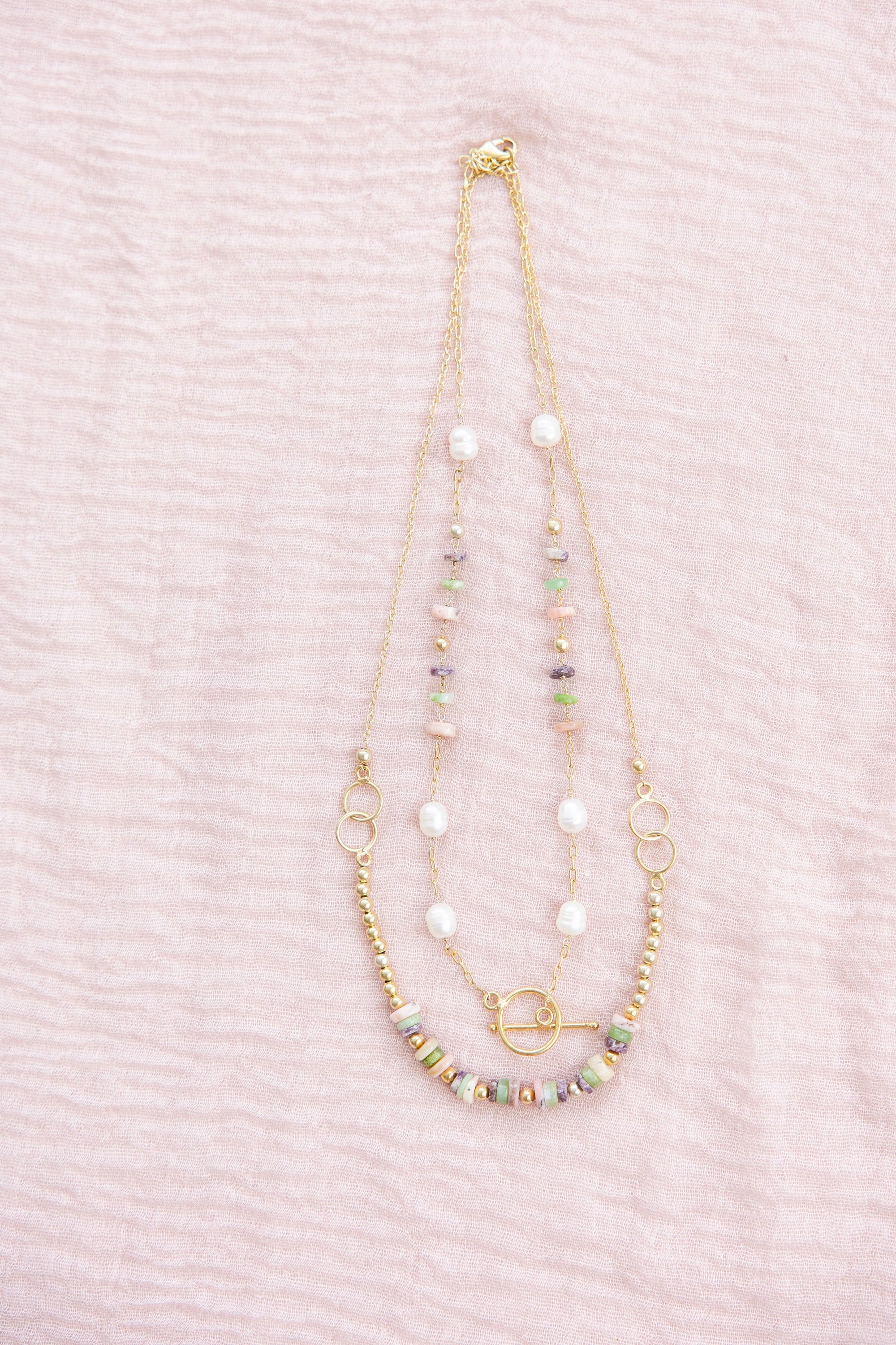 Stacked Stone & Pearl Necklace