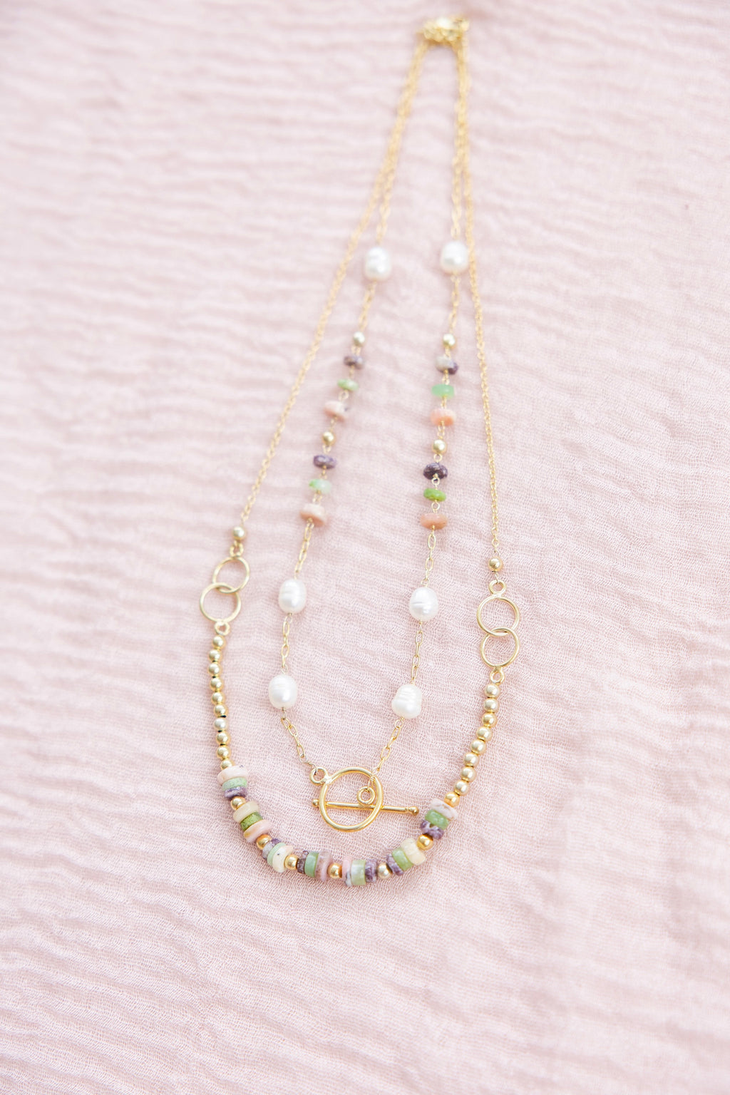Stacked Stone & Pearl Necklace