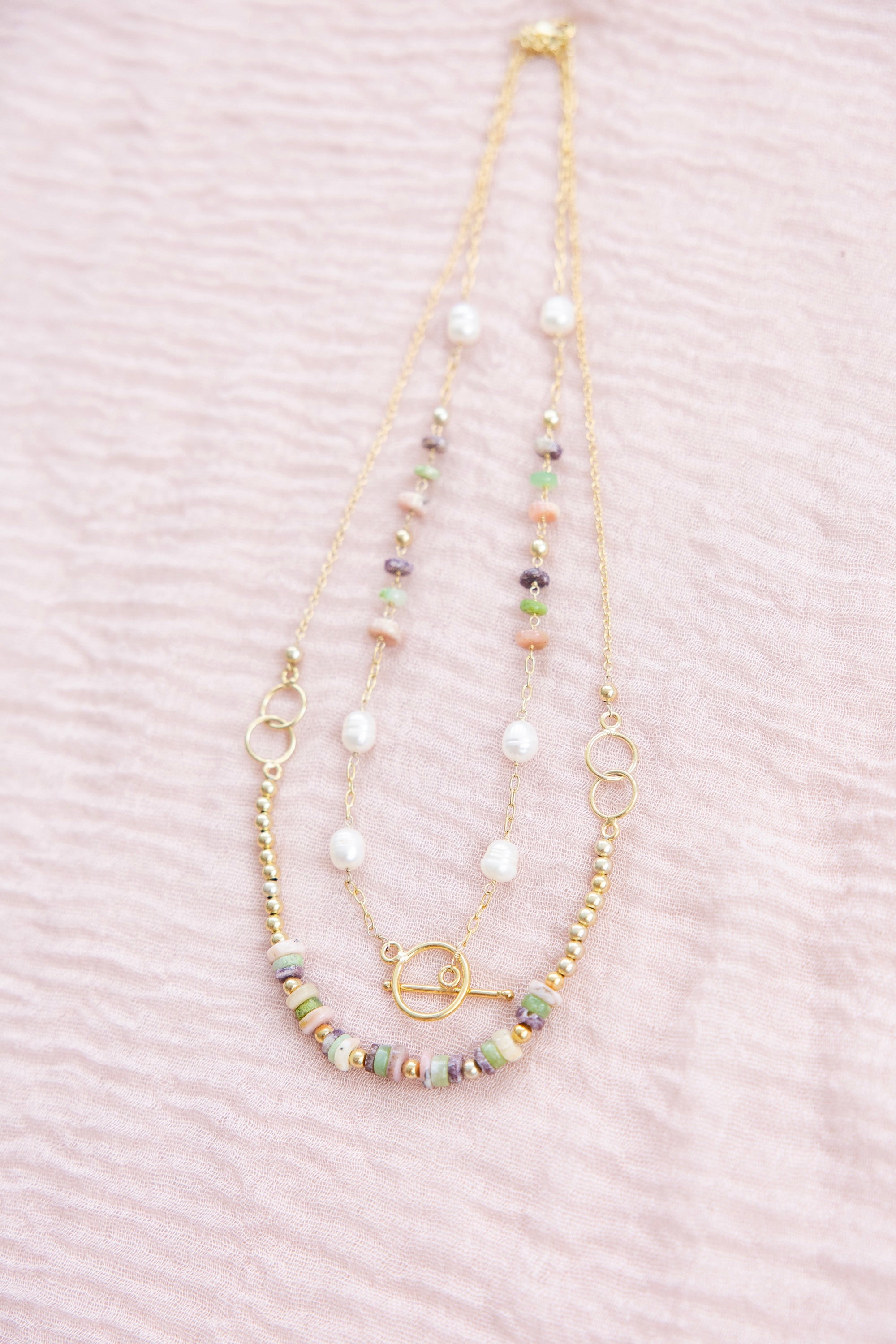 Stacked Stone & Pearl Necklace