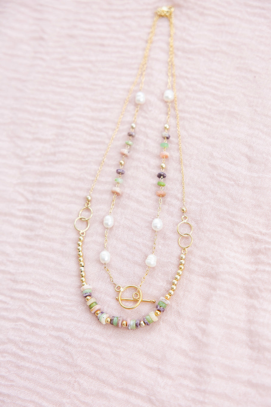 Stacked Stone & Pearl Necklace
