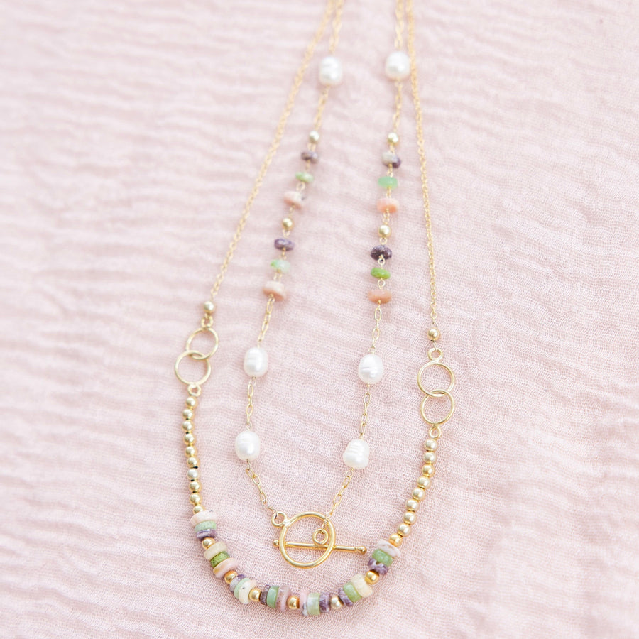 Stacked Stone & Pearl Necklace