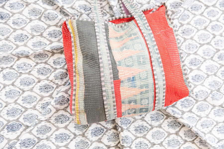 Vintage Threads Kantha Zipper Tote Bag