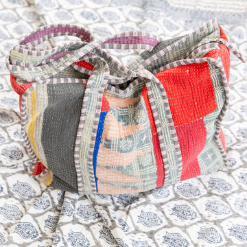 Vintage Threads Kantha Zipper Tote Bag