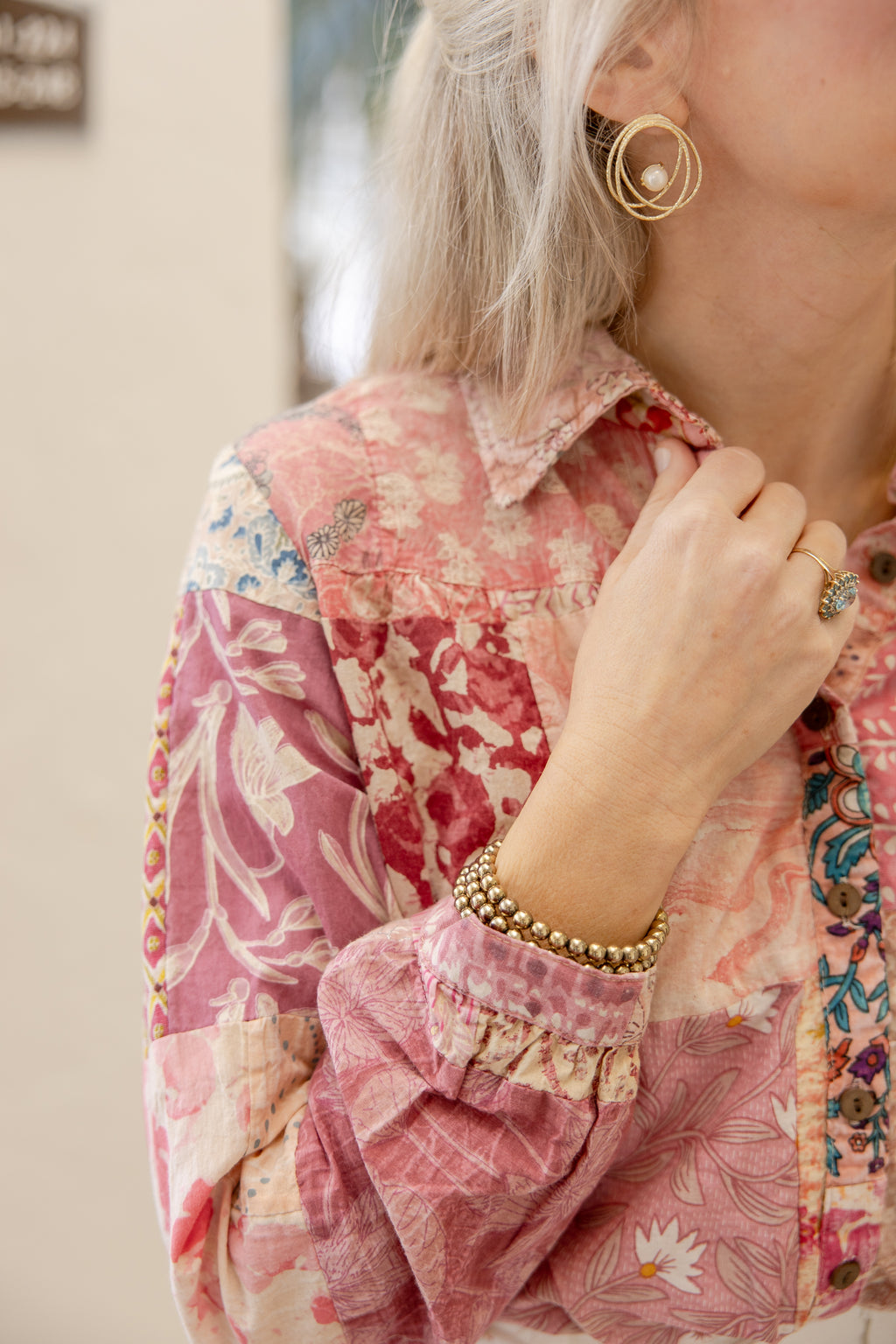 Dusty Rose Patchwork Blouse