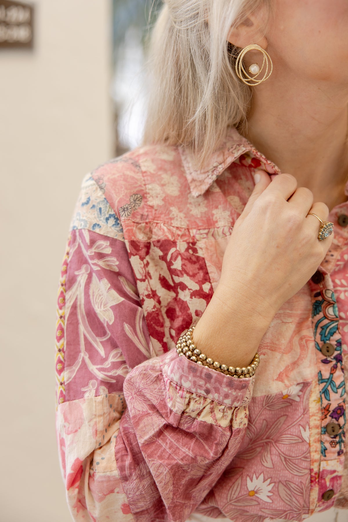 Dusty Rose Patchwork Blouse