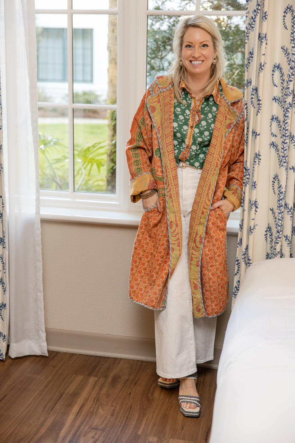 Meadow Fern Block Print Button-Down Top