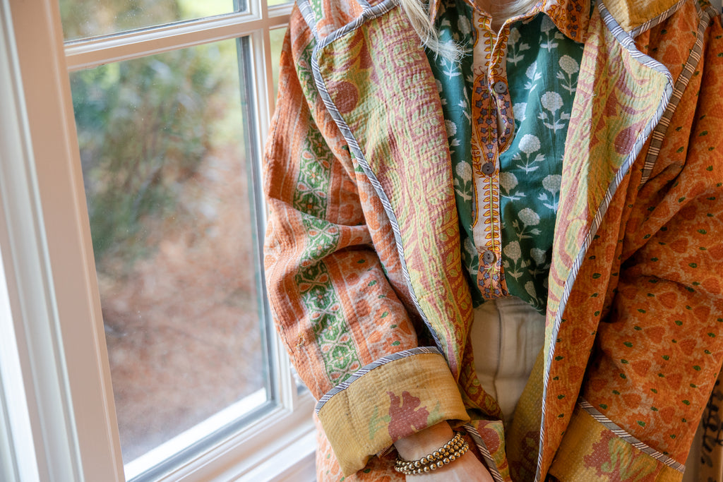 Meadow Fern Block Print Button-Down Top