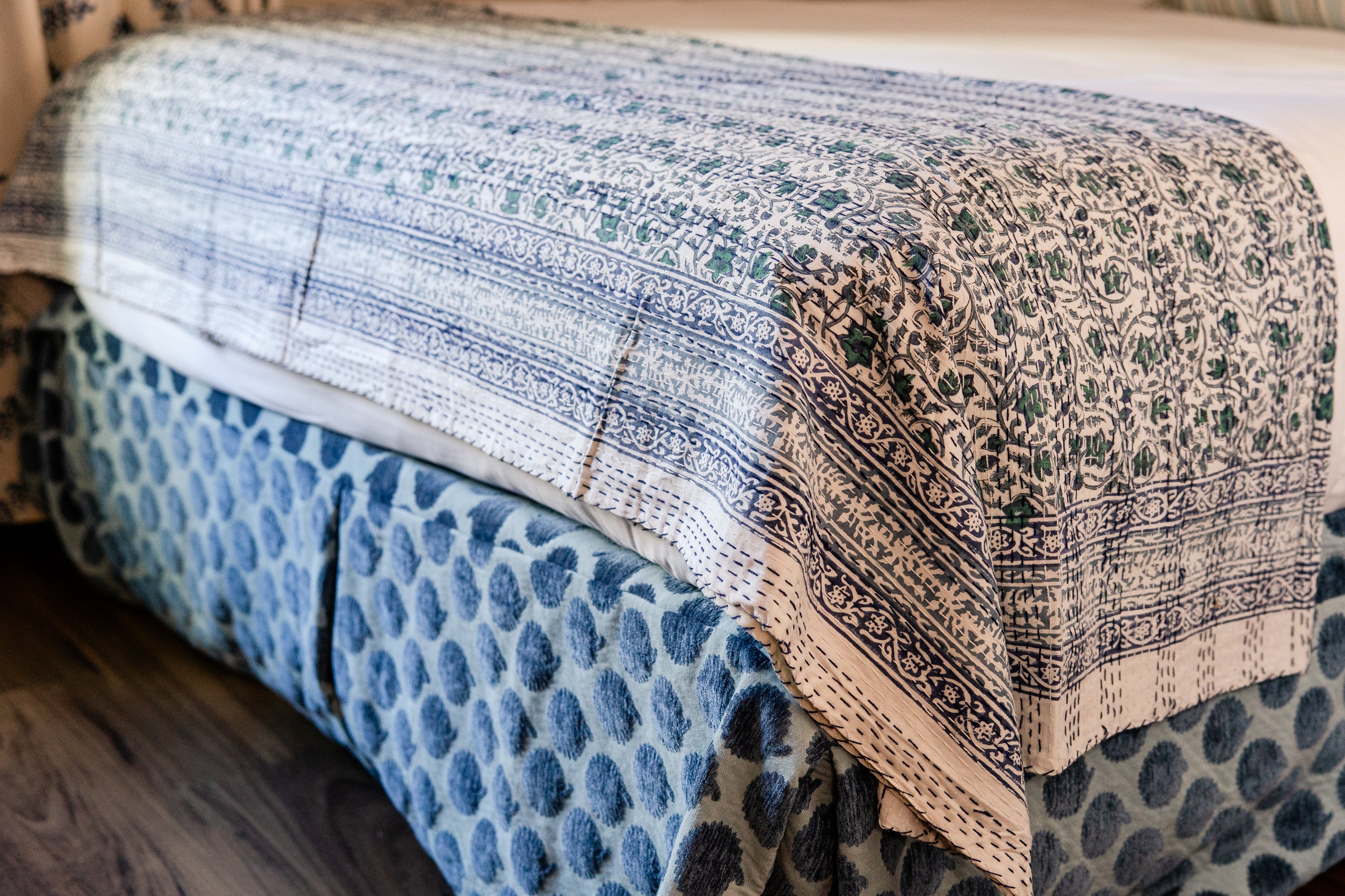 Kantha Stitch Garden Quilt-Large