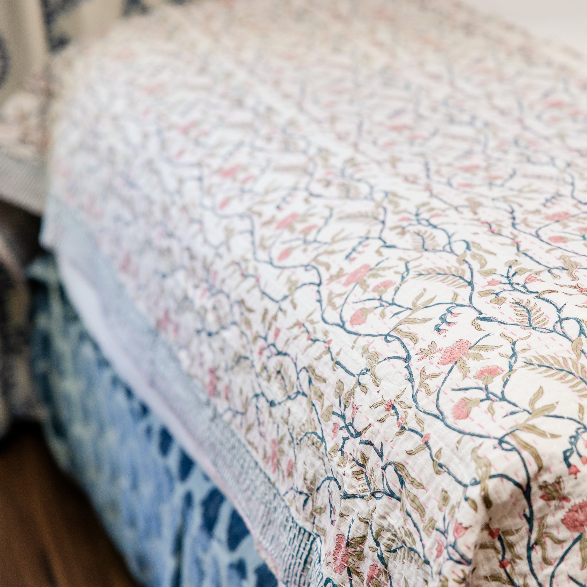 Kantha Stitch Garden Quilt-Large
