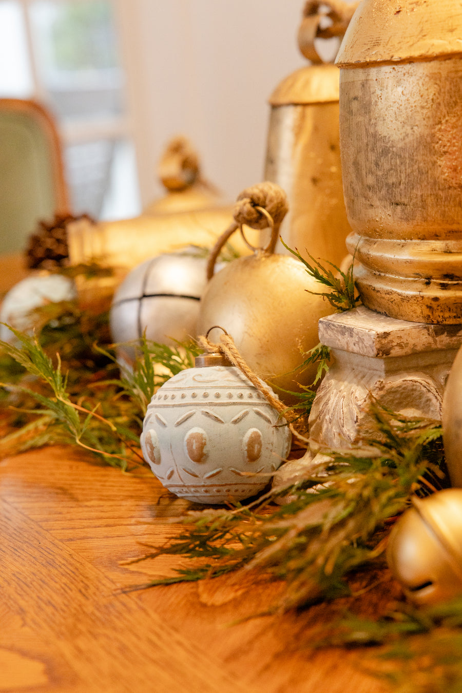 Powder Blue Embossed Glass Ornament