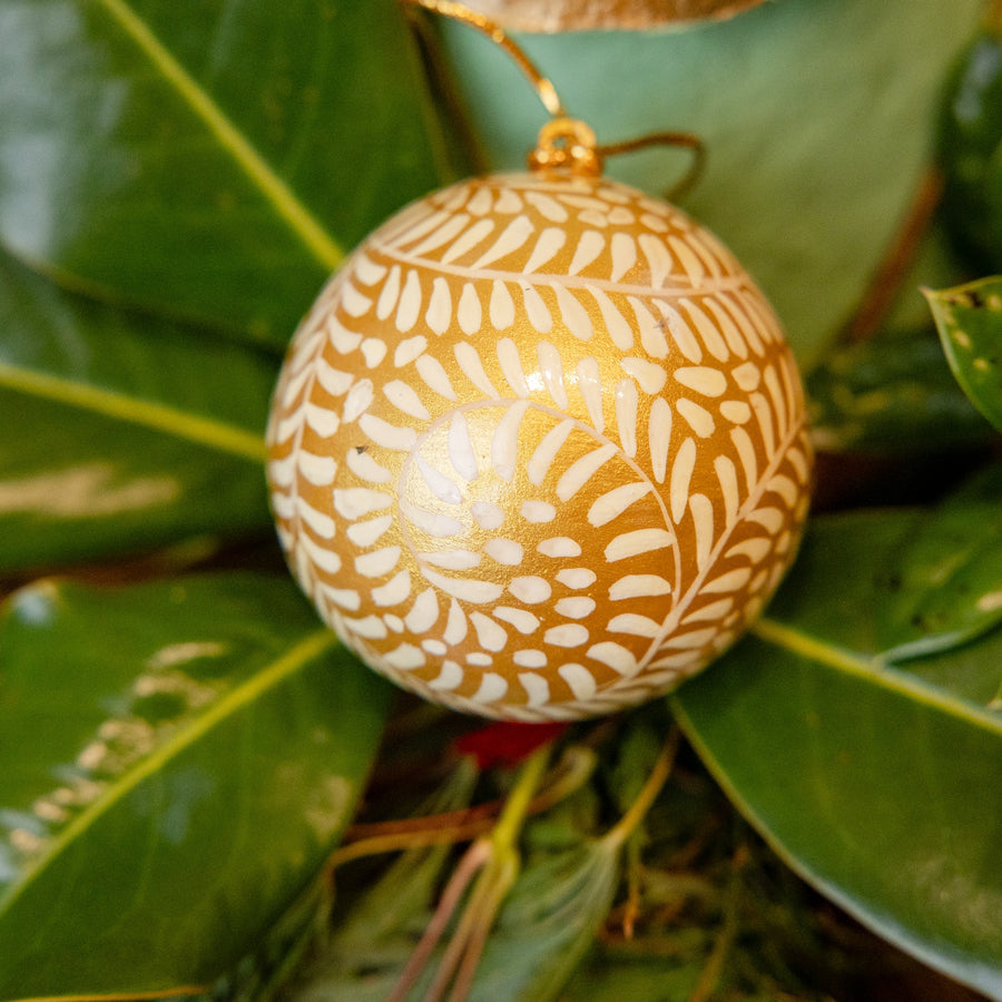 Swirls of Gold Christmas Ornament