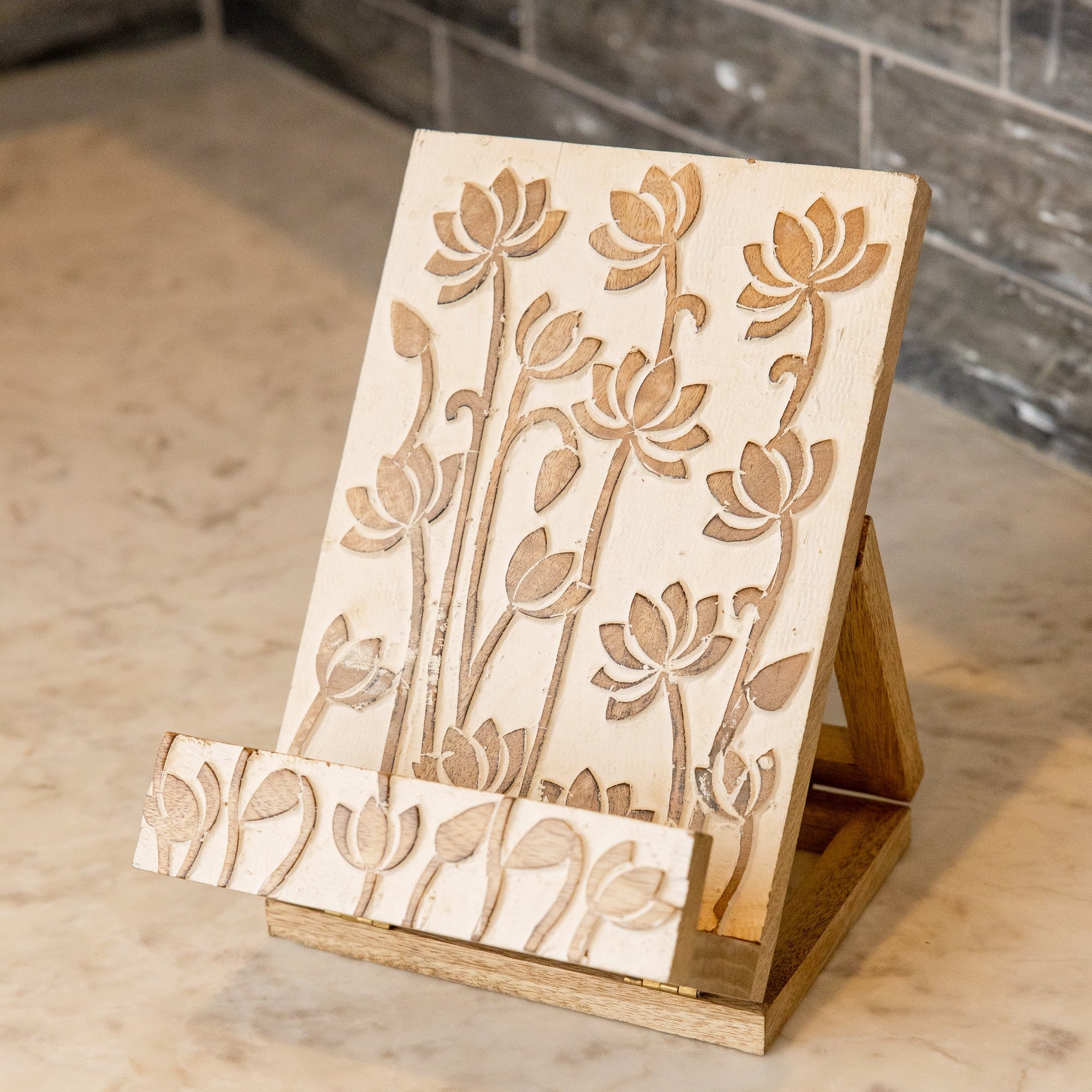 Whitewash Lotus Tablet/Cookbook Holder