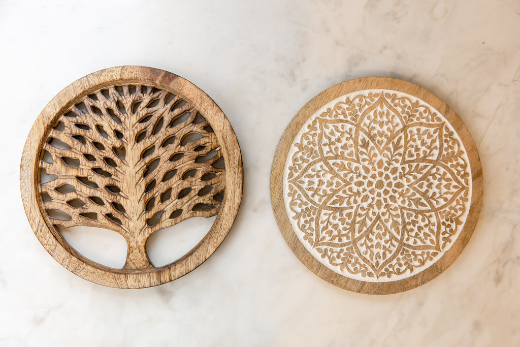 Floral Mandala Whitewash Trivet