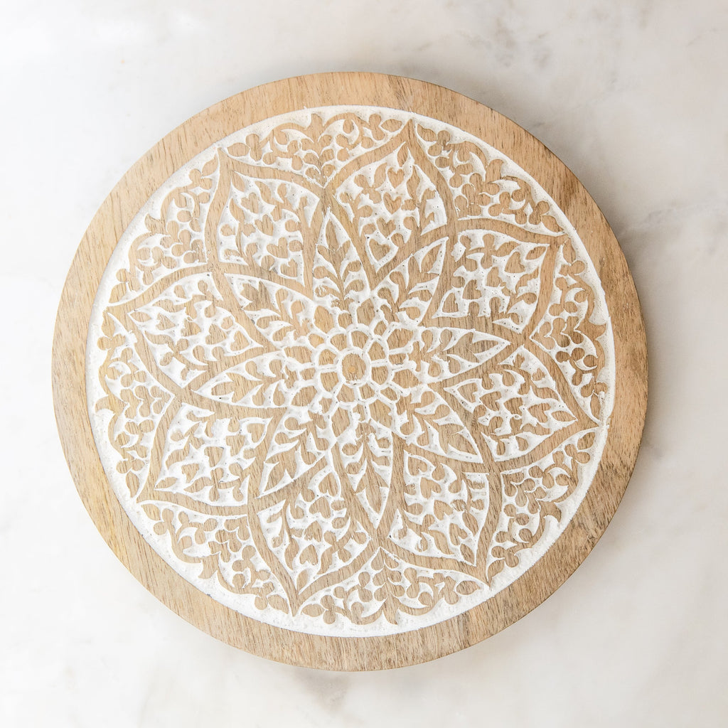 Floral Mandala Whitewash Trivet