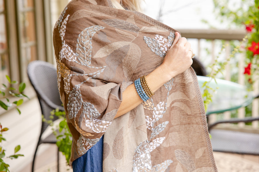 Woven Embroidered Wool Wrap