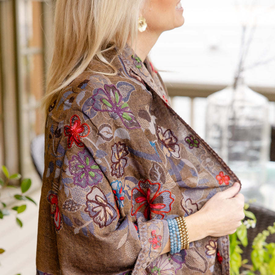 Woven Embroidered Wool Wrap
