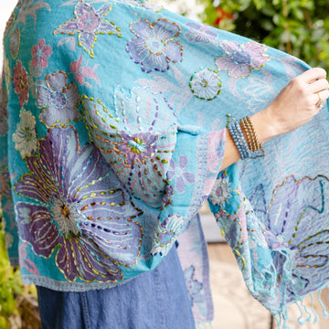 Aqua Blossom Shawl
