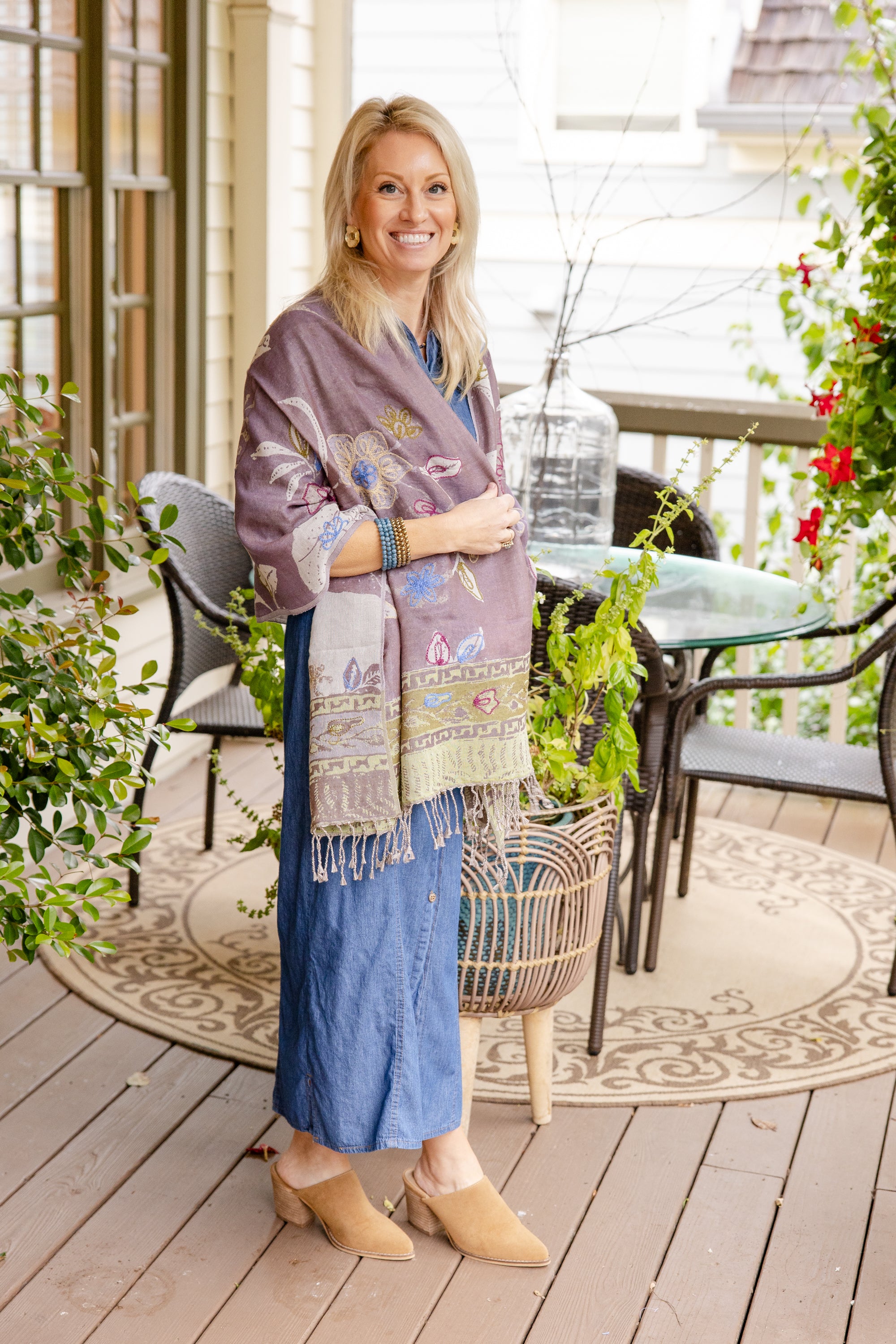 Woven Embroidered Wool Wrap