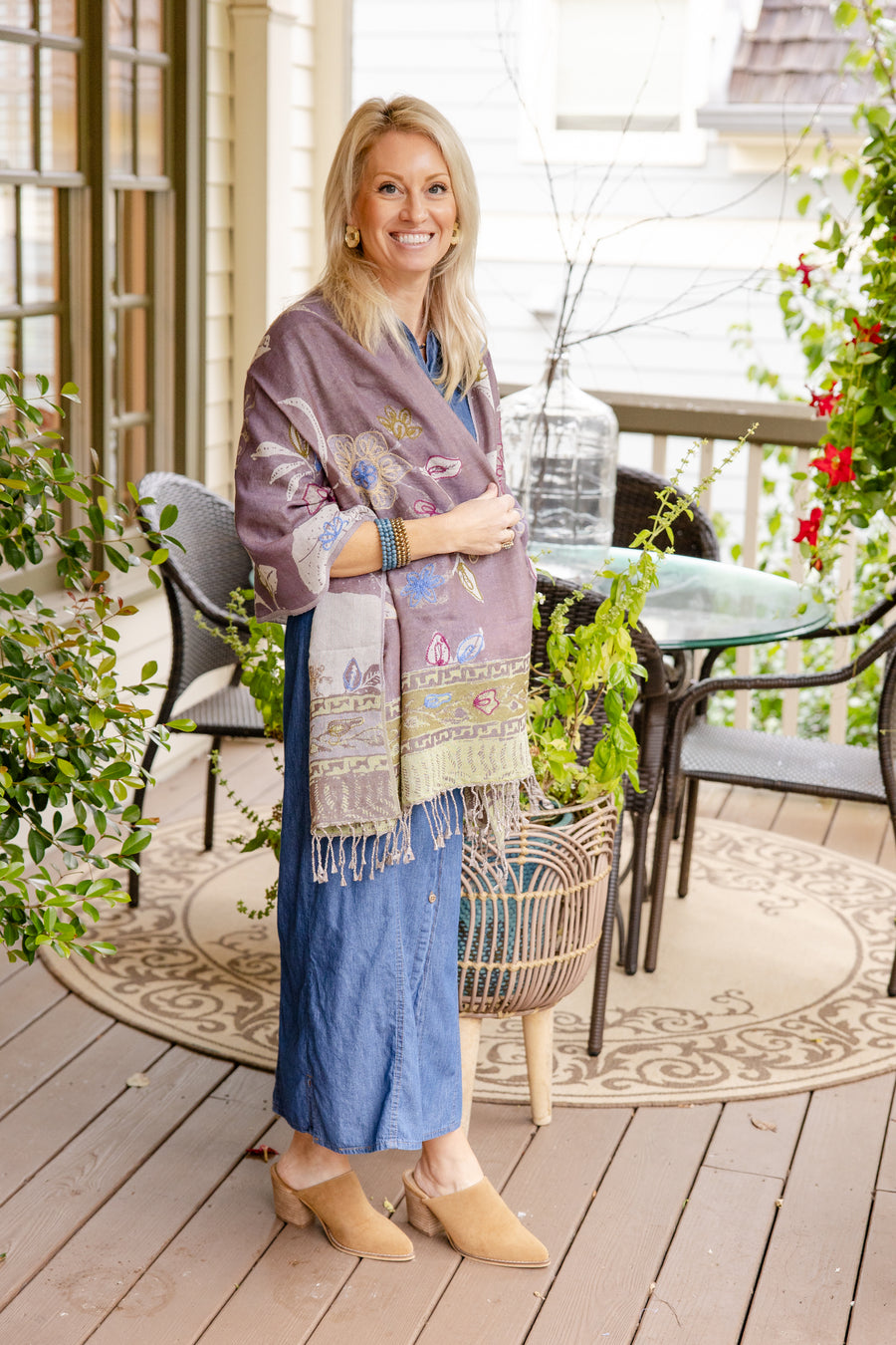 Woven Embroidered Wool Wrap